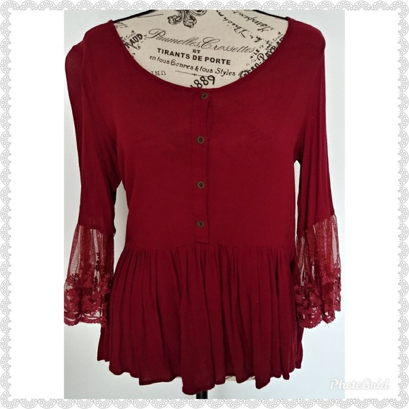 Love Tops - LOVE | Burgundy Baby doll top | S